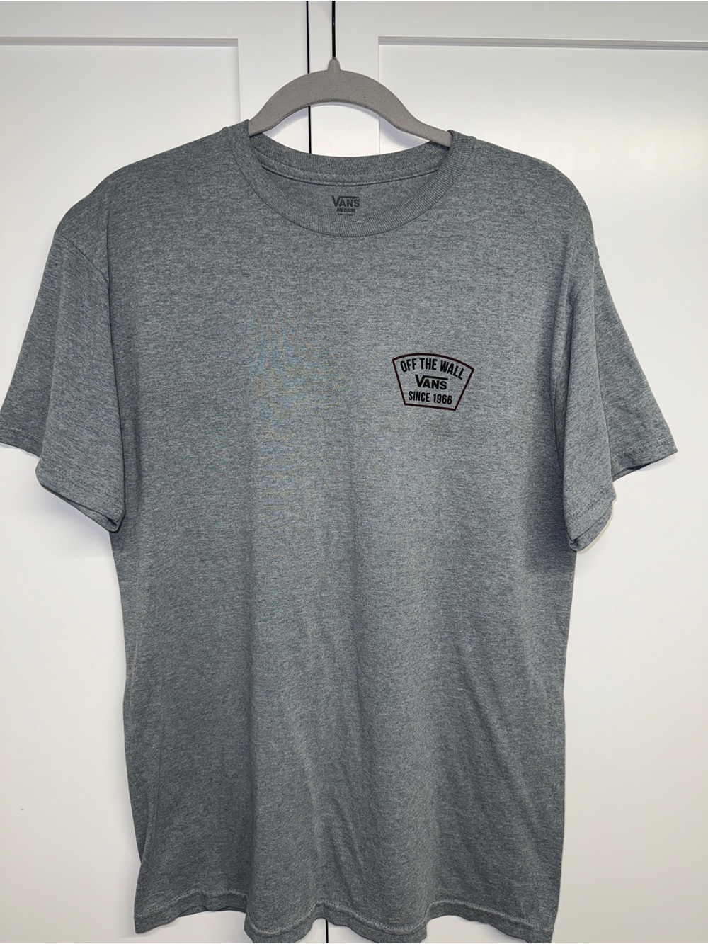 Vans Men's Gray Crewneck 'Off The Wall' Logo Tee